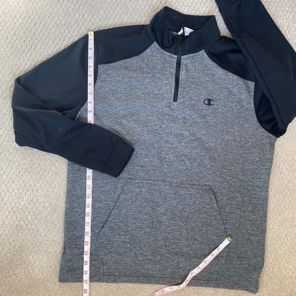 Champion sweatshirt performance Duofold Warm 1/4 zip gray black Large - Picture 9 of 12